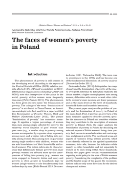 The Faces of Women's Poverty in Poland