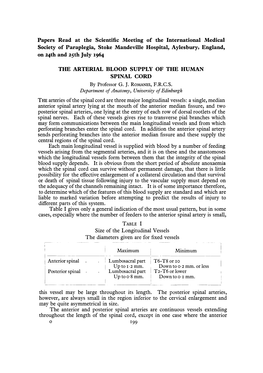 THE ARTERIAL BLOOD SUPPLY of the HUMAN SPINAL CORD by Professor G