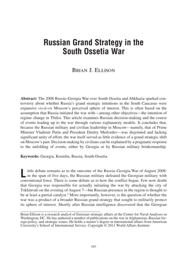 Russian Grand Strategy in the South Ossetia War