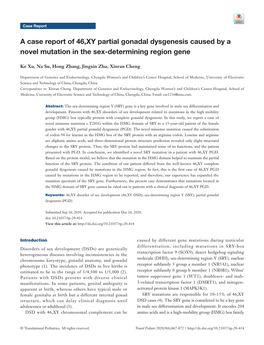 A Case Report of 46,XY Partial Gonadal Dysgenesis Caused by a Novel Mutation in the Sex-Determining Region Gene