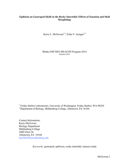 Mcgowan 1 Epibiosis on Gastropod Shells In