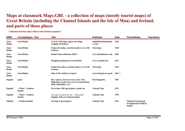 Mostly Tourist Maps) of Great Britain (Including the Channel Islands and the Isle of Man) and Ireland, and Parts of Those Places