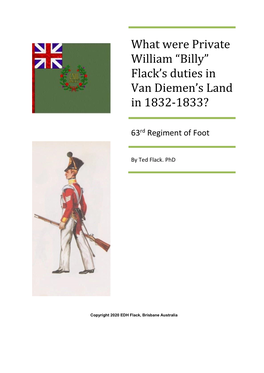 What Were Private William “Billy” Flack’S Duties in Van Diemen’S Land in 1832-1833?