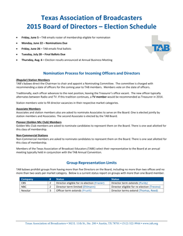 Election Schedule