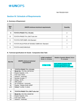 Section IV: Schedule of Requirements