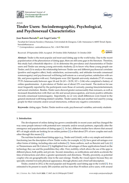 Tinder Users: Sociodemographic, Psychological, and Psychosexual Characteristics