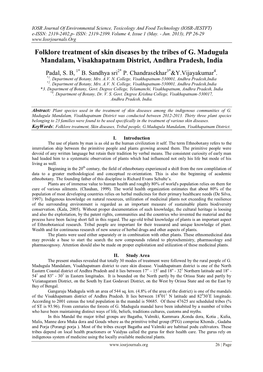 Folklore Treatment of Skin Diseases by the Tribes of G. Madugula Mandalam, Visakhapatnam District, Andhra Pradesh, India