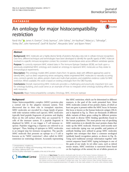 An Ontology for Major Histocompatibility Restriction Randi Vita1* , James A