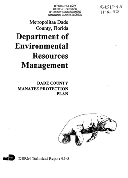 Manatee Protection Plan Dade County Manatee Protection Plan