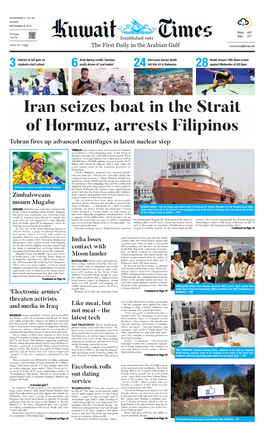 Iran Seizes Boat in the Strait of Hormuz, Arrests Filipinos