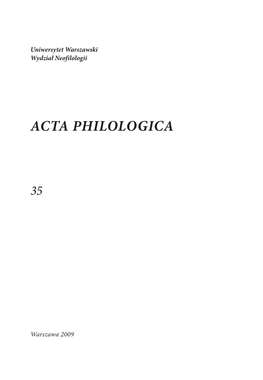 Acta Philologica