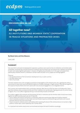 All Together Now? Eu Institutions and Member States’ Cooperation in Fragile Situations and Protracted Crises