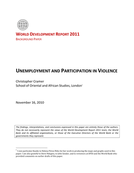 Unemployment and Participation in Violence