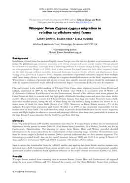 Whooper Swan Migration in Relation to Offshore Wind Farms