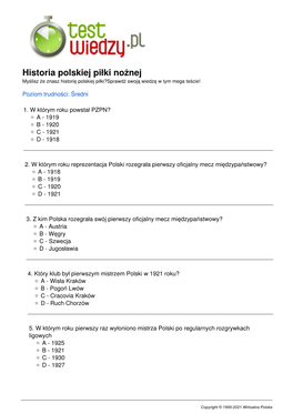 Historia Polskiej Piłki Nożnej Myślisz Że Znasz Historię Polskiej Piłki?Sprawdź Swoją Wiedzę W Tym Mega Teście!