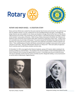 Rotary and Inner Wheel – a Creation Story