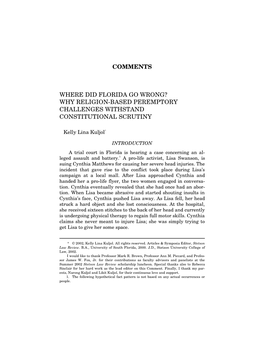 Where Did Florida Go Wrong? Why Religion-Based Peremptory Challenges Withstand Constitutional Scrutiny