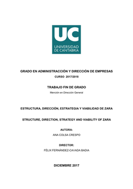 Grado En Administracción Y Dirección De Empresas Curso 2017/2018