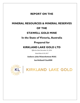 Report on the Mineral Resources & Mineral