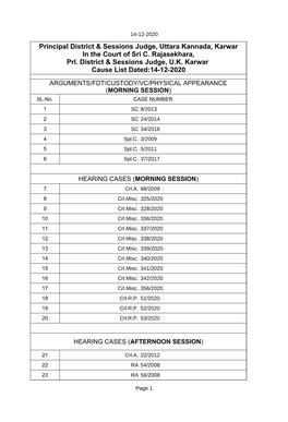 District & Sessions Judge, Uttara Kannada, Karwar in the Court of Sri