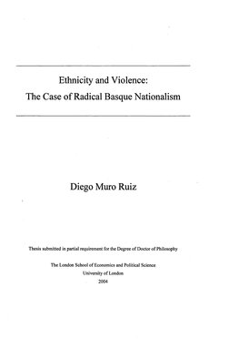 Ethnicity and Violence: the Case of Radical Basque Nationalism Diego