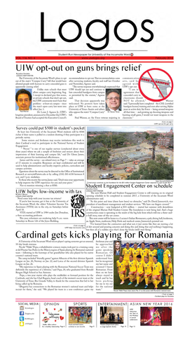 Cardinal Gets Kicks Playing for Romania a University of the Incarnate Word Soccer Player’S Spring Semester Got an Unusual, Freshman Year and 10-Day Break Overseas