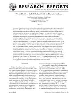 Crsp Research Report 03-193 Aquaculture Crsp Research Report 03-193