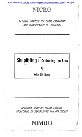 Shoplifting R Controlling the Loss \H By