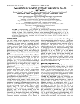 Evaluation of Genetic Diversity in Peafowl Colour