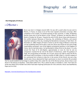 Biography of Saint Bruno