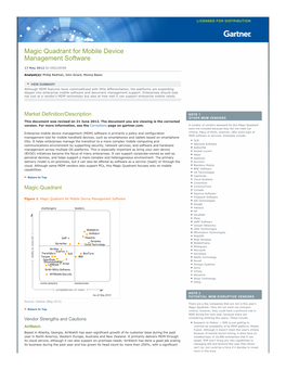 Magic Quadrant for Mobile Device Management Software