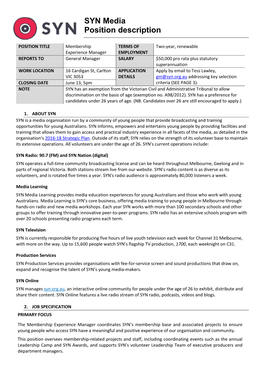 SYN Media Position Description