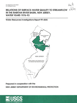 Relations of Surface-Water Quality to Streamflow in the Raritan River Basin, New Jersey, Water Years 1976-93