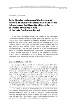 Early Circular Umbones of the Przeworsk Culture. the Role Of