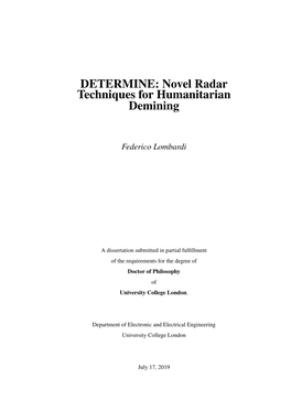 Novel Radar Techniques for Humanitarian Demining