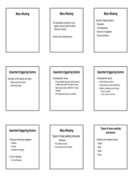 Mass Wasting Mass Wasting Mass Wasting