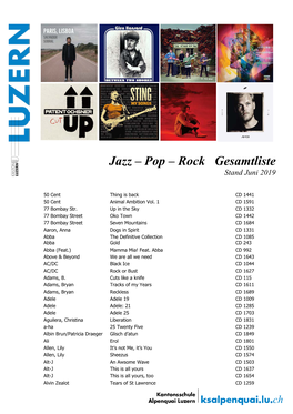 Jazz – Pop – Rock Gesamtliste Stand Juni 2019