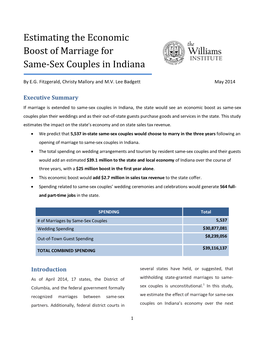 Estimating the Economic Boost of Marriage for Same-Sex Couples in Indiana