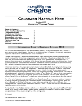 Colorado Welcome Packet