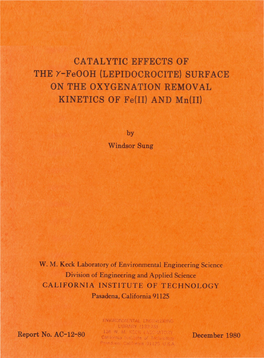 LEPIDOCROCITE) SURFACE on the OXYGENATION REMOVAL KINETICS of Fe(II) and Mn(II)