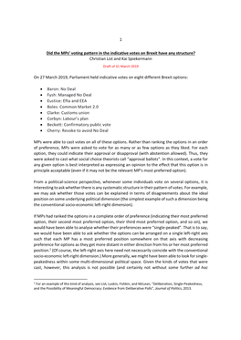 1 Did the Mps' Voting Pattern in the Indicative Votes on Brexit Have Any