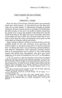 THUCYDIDES on SEA POWER by CHESTER G. STARR From