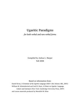 Ugaritic Paradigms for Both Verbal and Non�Verbal Forms