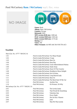 Paul Mccartney Ram / Mccartney Mp3, Flac, Wma