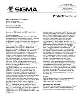 Nitric Oxide Synthase, Endothelial Bovine (N1533)