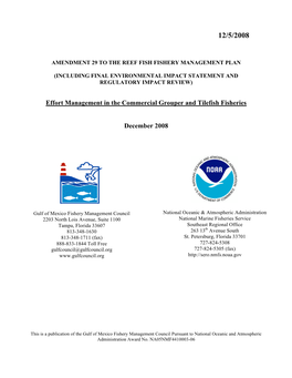 Effort Management in the Commercial Grouper and Tilefish Fisheries