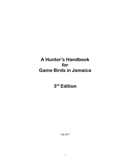 A Hunter's Handbook for Game Birds in Jamaica 3Rd Edition