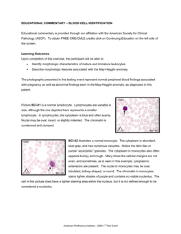 Educational Commentary – Blood Cell Identification