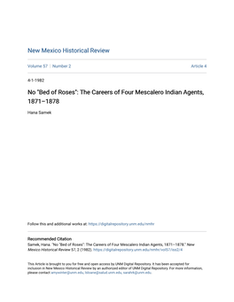 No "Bed of Roses": the Careers of Four Mescalero Indian Agents, 1871–1878