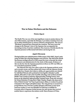 War in Palau: Morikawa and the Palauans